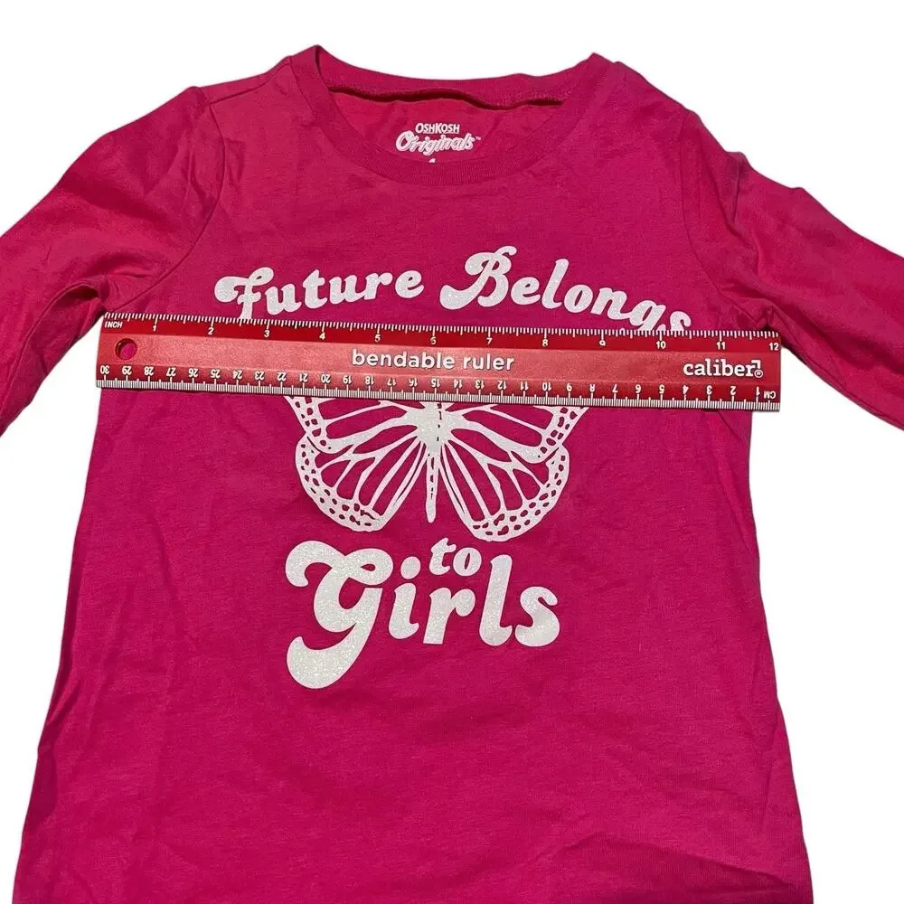 OshKosh Girls Size 4 Pink Butterfly Future Belongs to Girls Shirt NWT